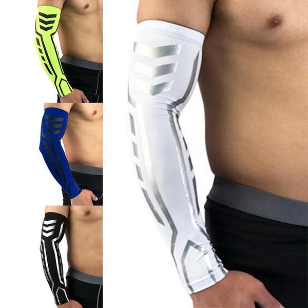 

men women arm sleeves sun protective running cycling cover thumb basketball elbow pad fitness outdoor sports warmer wrist support, Black;red