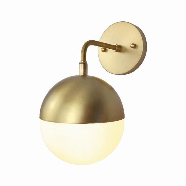 

nordic restaurant, modern minimalist style, living room, bedroom, brass wall lamp copper material milk white glass light fixture lamps