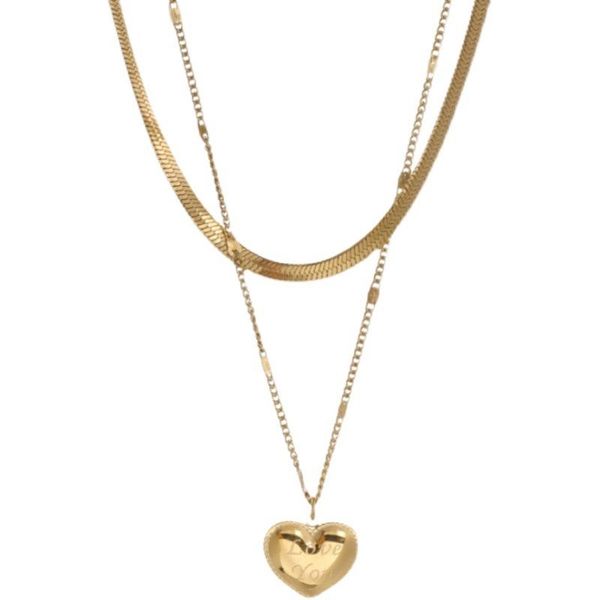 

chains double layer gold love necklace niche design sense women, Silver