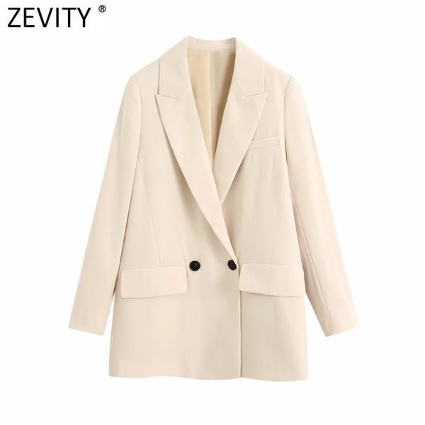 

zevity women fashion notched collar solid casual blazer coat office ladies stylish outwear suit chic business brand sw710 210930, White;black