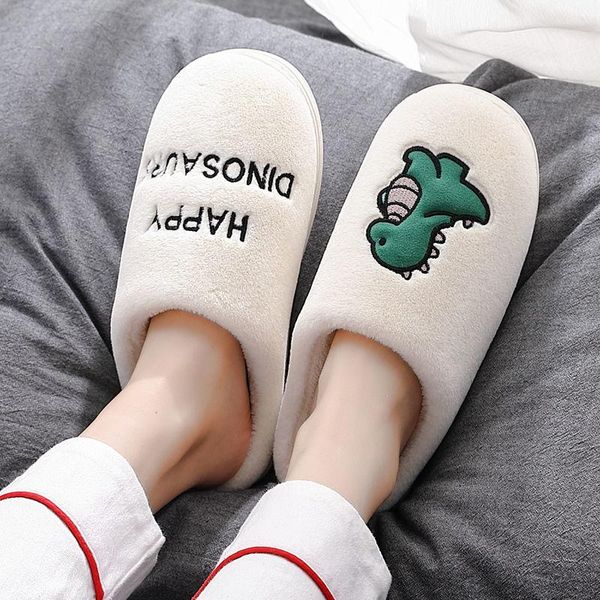 

women's home slippers cartoon warm fur slides for women indoor anti slip soft thick autumn winter shoe, Black