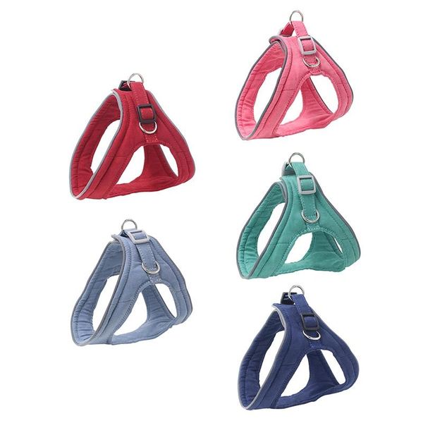 

dog collars & leashes lightweight suede velvet harness for small and medium dogs reflective night walking chest strap collar no pull easy co