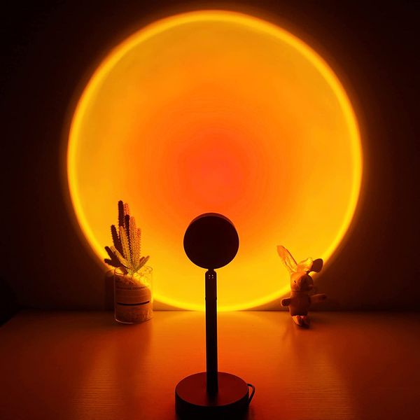 

home decor, projector sunset lights 180 degree rotation projection led night light for pgraphy/selfie/living room/bedroom decoration