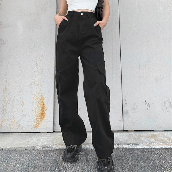 

women's jeans 2021 women mom high waist denim pants loose straight full length wide leg blue oversized trousers fashion
