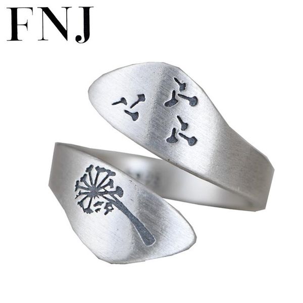 

cluster rings fnj dandelion flower ring 925 silver fashion original s925 sterling for women jewelry adjustable size, Golden;silver
