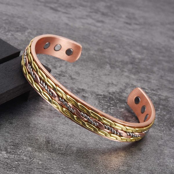 

vinterly cross copper bracelet gold-color twisted magnetic bracelet for women adjustable cuff copper bracelets & bangles women q0717, Black