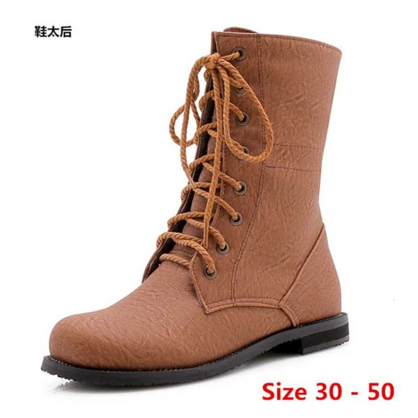 

boots mid-calf female autumn british thick short woman motorcycle women shoes small big size 30 - 50, Black