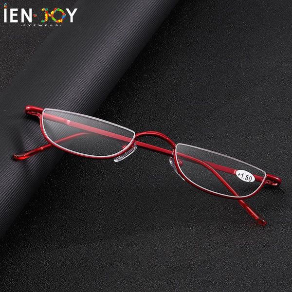 

reading glasses ienjoy metal half frame presbyopic eyeglasses female male semi rimless hyperopia spectacles 1.0-3.0