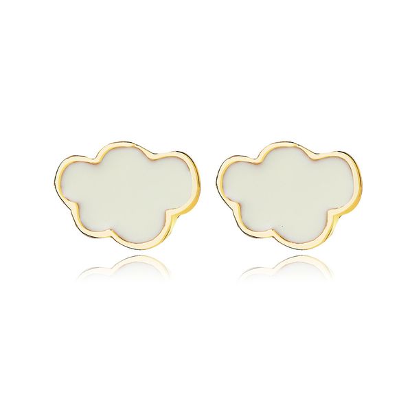 

5366 product fashion cloud small earrings creative sweet drop oil white earrings female, Golden