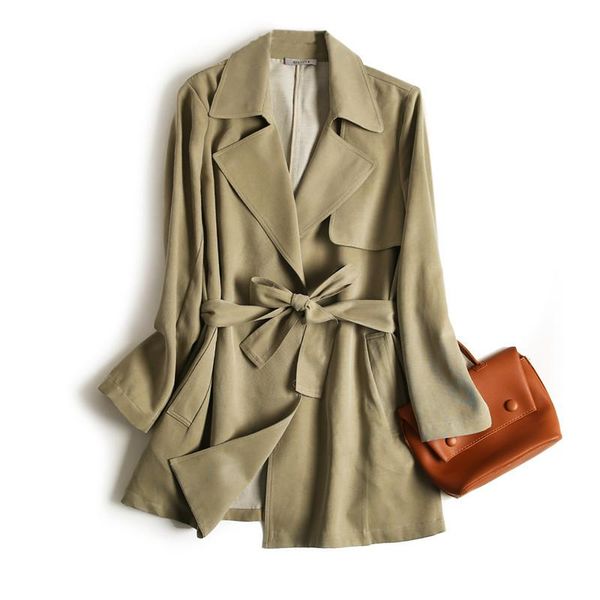 

women's trench coats heavy silk lapel windbreaker female mulberry medium-sized small coat autumn women clothes short, Tan;black