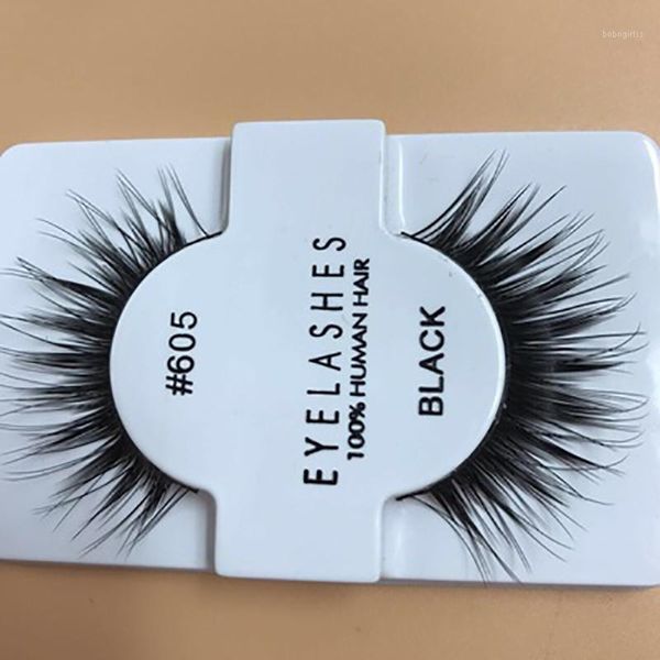 

100% human hair full false eyelashes factory selling 605 # high-grade fiber1