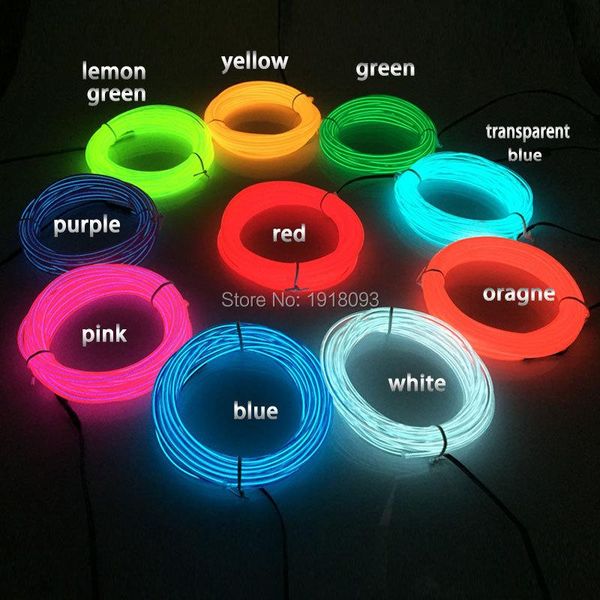 

dc-5v light-up 10 colors choice 5meter 3.2mm flexible el wire cable led strip neon glowing light for car festival decor strips