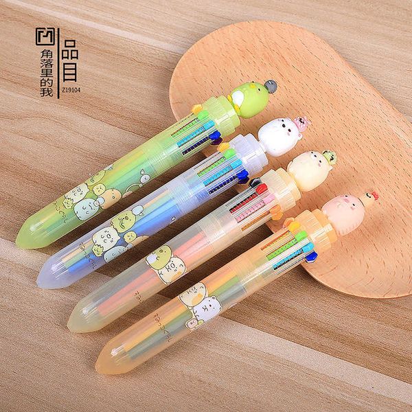 

net red 10 two color ballpoint pen multi color cute creative press type multi function press student supplies