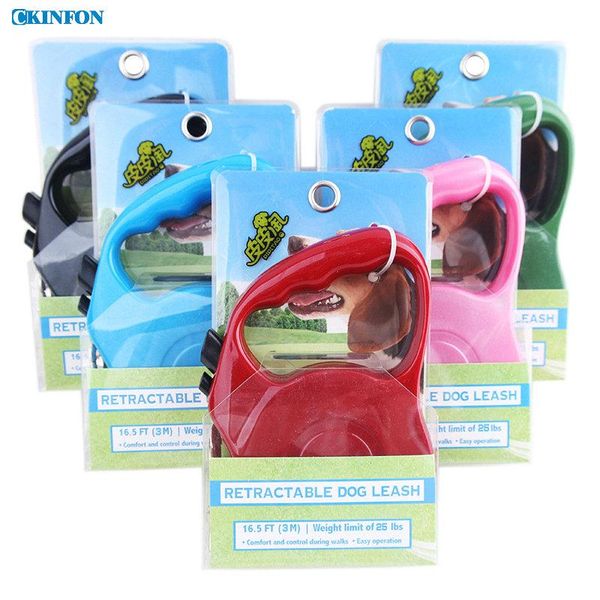

dog collars & leashes 100pcs/lot germany 188 pet automatic retractable belt flat type can be fixed 5m