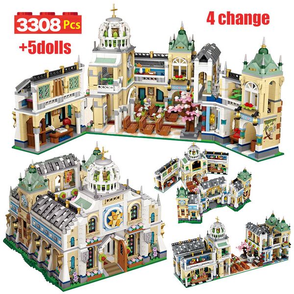 

City Street View Friends Mini Wedding Chapel Folding Building Blocks Classic Architecture DIY House Figures Bricks Toys for Gift