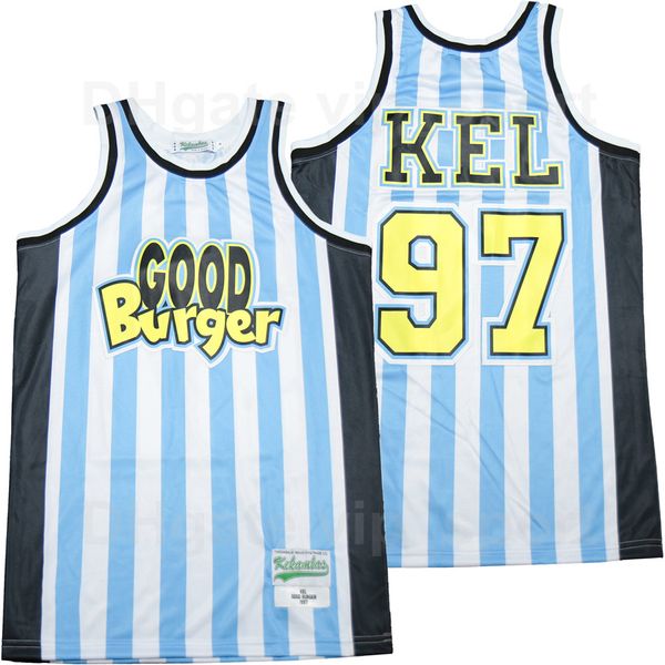Männer #97 Good Burger Basketball Kel Mitchell Jersey Stripe White Color Team Atmungsaktives Sport purer Baumwolle und Stickerei Top Quality on Sale