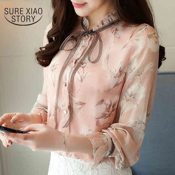 

fashion autumn long sleeve print chiffon women shirt casual ol blouse ladies blusa feminina 0871 30 mx200407, White