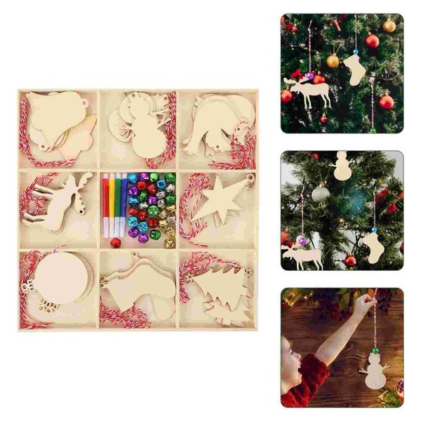 

christmas decorations 1 box of diy blank hanging decor tree pendant wooden chip