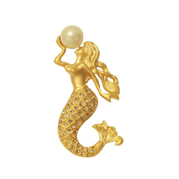 

pins, brooches pearl mermaid for women retro gold rhinestone animal brooch coat metal clothing wholesale bohemia wed, Gray