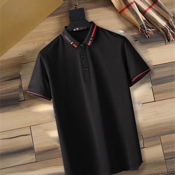 

100% cotton 21ss polo shirt mens fashion clothing short sleeve punk letter stripe embroidered skateboard hoodie t-shirt m-3xl, White;black