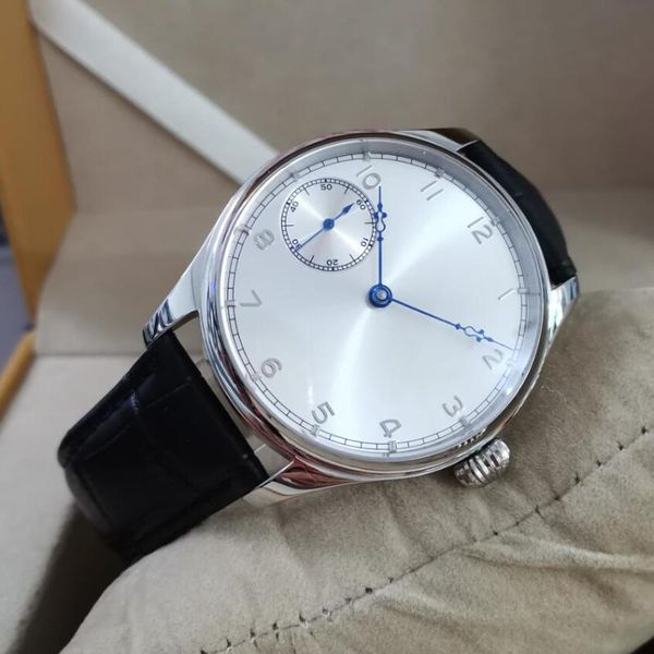 

wristwatches geervo no logo 40mm stainless steel watch mechanical hand wind men's silver dial blue st3600 movement, Slivery;brown