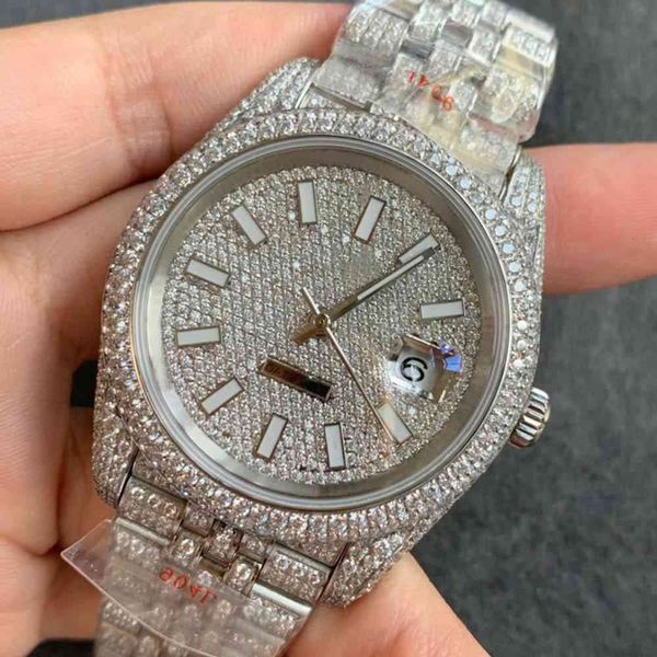 

watch full diamond mens watch automatic mechanical watches 41mm diamond-studded steel 904l women wristwatches montre de luxe high, Slivery;brown