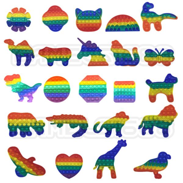 

party gift silicone push pop fidget toy rainbow animal design bubble sensory autism special needs stress reliever it squeeze toys for adults