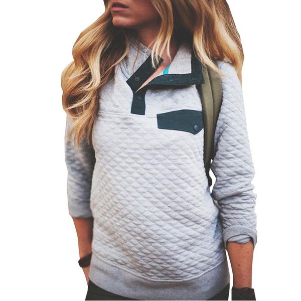 

women's hoodies & sweatshirts buttons turtleneck casual sweatshirt women long sleeve cotton pullovers female autumn winter 2021, Black