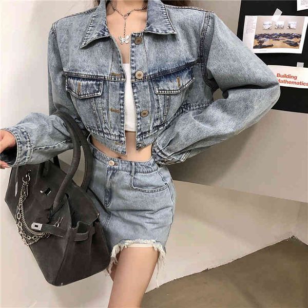 

women's jackets female autumn denim lady jacket clipped jean long-sleeve jackets with ladies skirt casual button solid wno4, Black;brown
