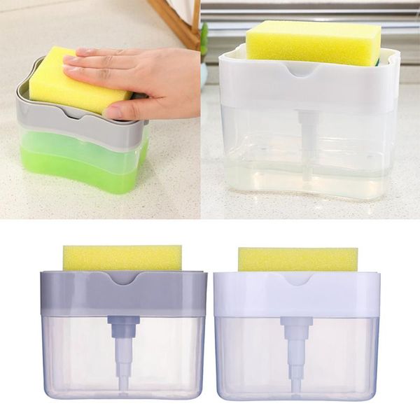 

liquid soap dispenser manual pump + sponge holder handy instant caddy