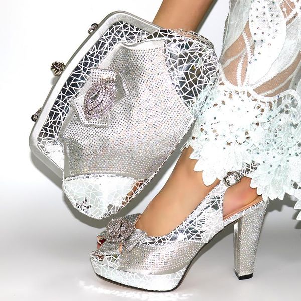 

dress shoes doershow beautiful and bag set african sets 2021 italian shoe decorated with rhinestone sim1-40, Black
