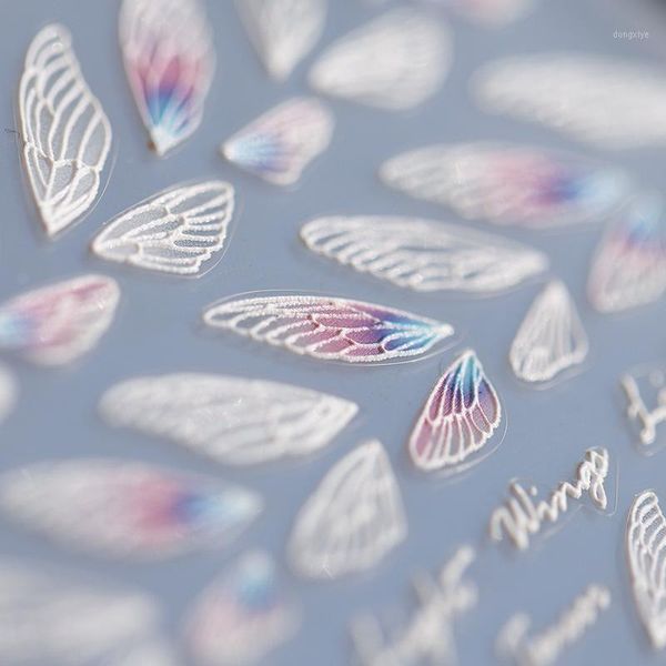 

engraved nail sticker pretty color feather shape charm desgin empaistic slide decals z03771, Black