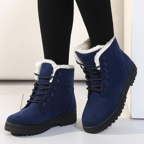 

boots women winter ankle for shoes female snow botas mujer warm plush woman plus size 44, Black