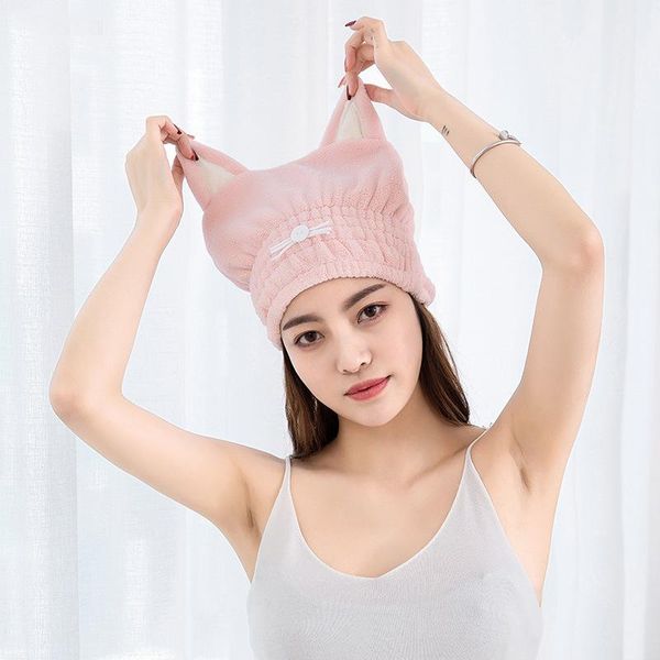 

towel microfiber hair quick dry turban soft towels for women head wrap cap absorption kids cute ear bathroom shower tools