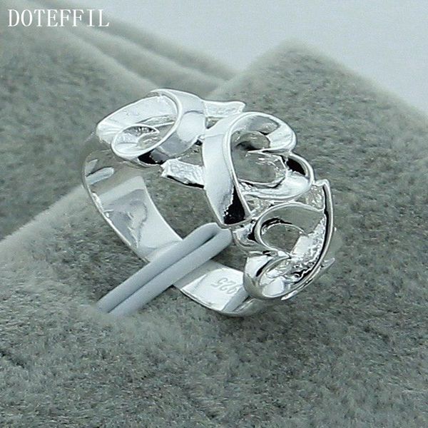 

cluster rings doteffil 925 sterling silver love heart ring for women wedding engagement party fashion charm jewelry, Golden;silver