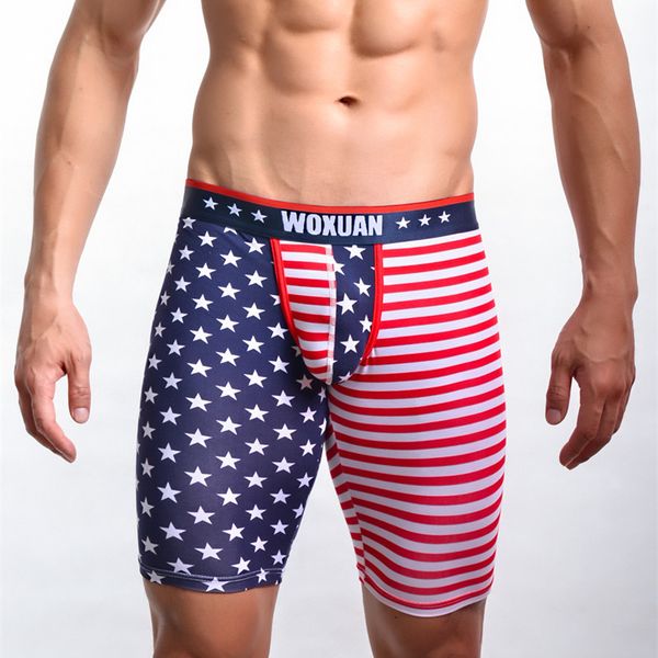 

Sleepwear Fashion Pajamas Men' Underwear Cotton Slim Home Pants Fitness Tights Us Flag Print Wmgzk, Red