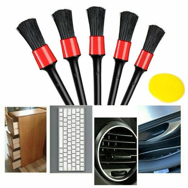 

car sponge 6pcs brushes air vents black & red brush for cleaning wheels brand