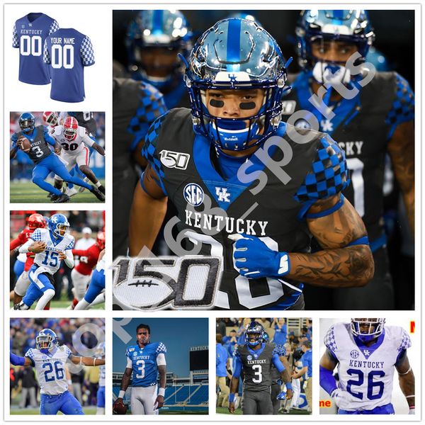 

ncaa kentucky wildcats college football jerseys 18 randall cobb 9 davonte robinson 33 david bouvier 57 dermontti dawson blue custom stitched, Black