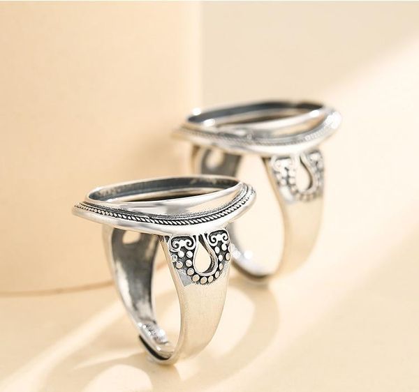 Cluster Rings 18 * 13mm 925 STERLING SILVER Semi Mount Basi Blanks Base Blank Pad Ring Setting Set Gioielli fai da te A5629