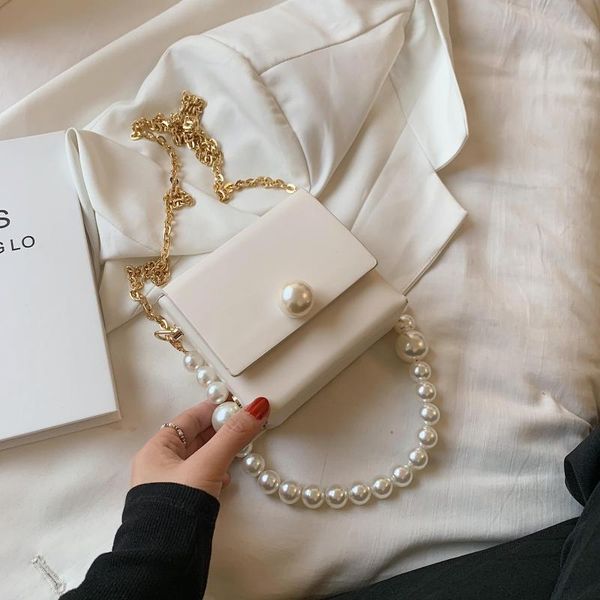

evening bags mini pearl beaded pu leather crossbody bag 2021 women sweet shoulder handbags fashion trendy purses