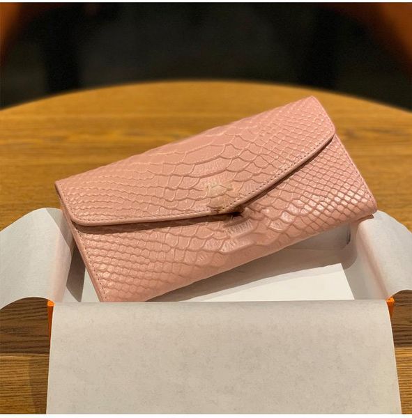 

wallet womens long folding leather large capacity handphone-friendly versatile bag wallet multiple card slots snake head new, Brown;gray