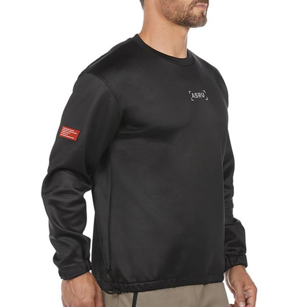 

men's hoodies & sweatshirts autumn style long-sleeved sweater solid color round neck jacket casual reflective letter printed w-60, Black
