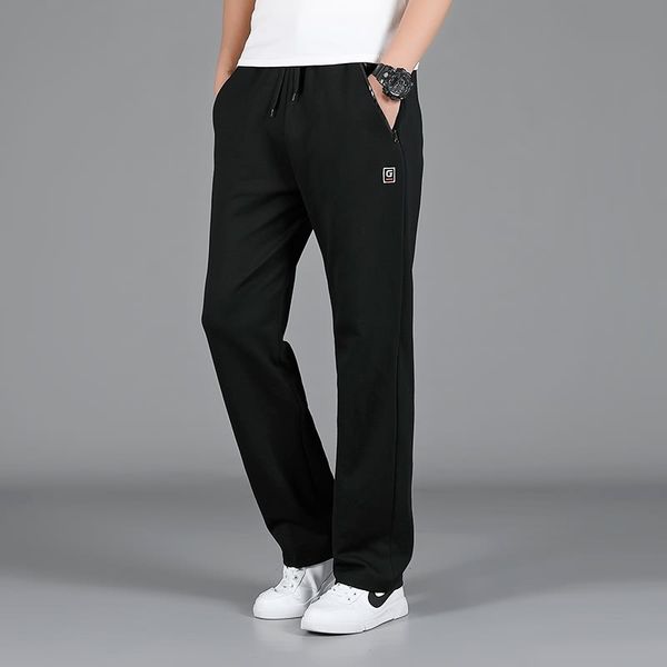 

spring and autumn men's casual size fat wei pants plus big slim sports pants loose, Black