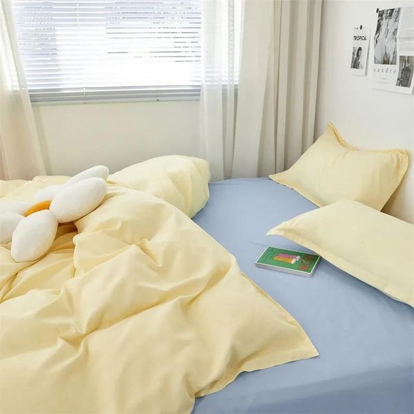 

bedding sets set pure color quilt cover flatsheet comforter comfortable duvet bed  king size