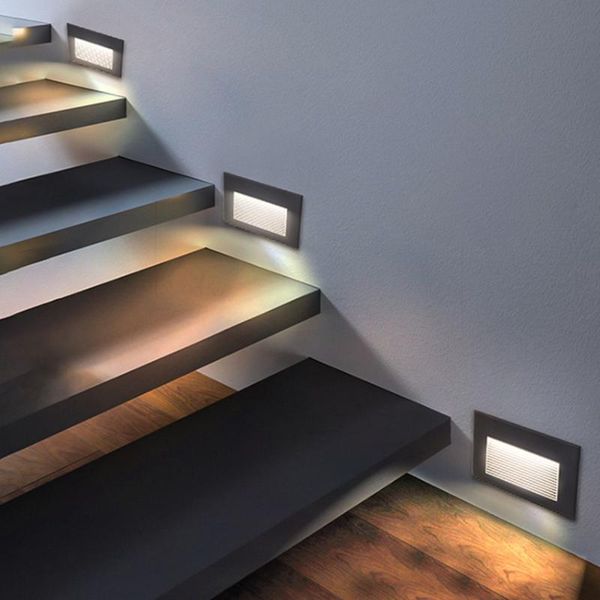 

stair light aluminum step lights recessed lamp with embedded box outdoor waterproof staircase ac85-265v mr05 wall lamps