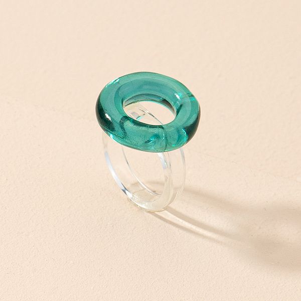

two-color band rings niche design acrylic transparent splicing joint-ring retro simple unique resin color stackable non-fading cute and inte, Silver