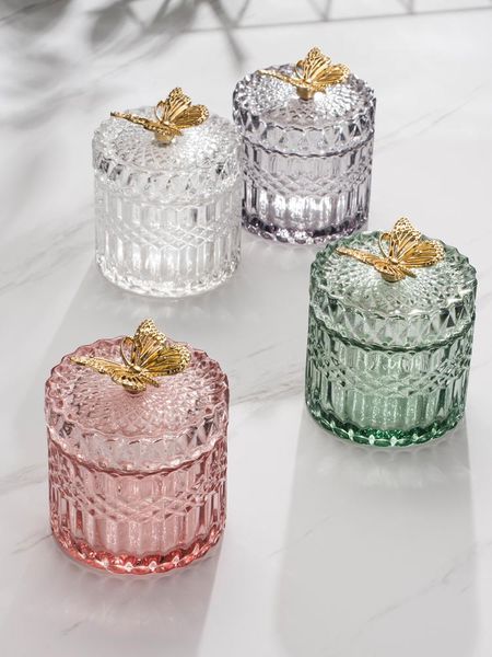 

storage boxes & bins nordic home deskdecoration glass jewelry box makeup organizer container cotton swab lipstick holder