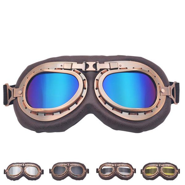 

outdoor eyewear vintage motorcycle helmet goggles pilot pu leather riding eye wear for cruiser chopper cafe racer