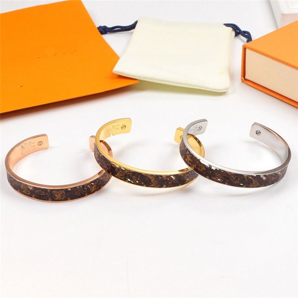 

ins style titanium bangle fashion flora print men women bracelets party & banquet trendy couple bangles, Golden;silver