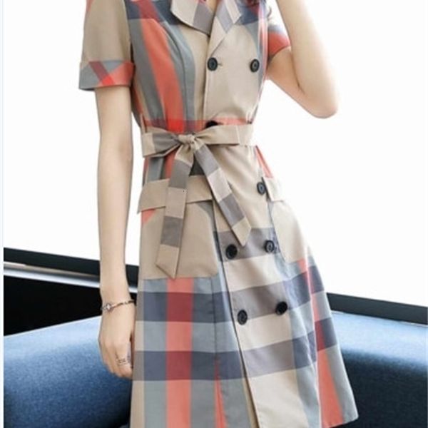 

dresses 2021 spring, summer autumn fashion plaid double breasted shirt skirt waist japanese and korean style dress, Black;gray